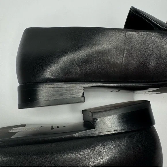 RAG & BONE Aslen Black Leather Loafer With Silver Chain Detail Square Toe Sz 40 - Picture 8 of 16